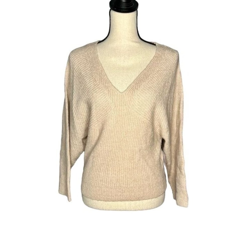 Leith Tan V-Neck Knit Long Sleeve Pullover Sweater Women's Size Small S